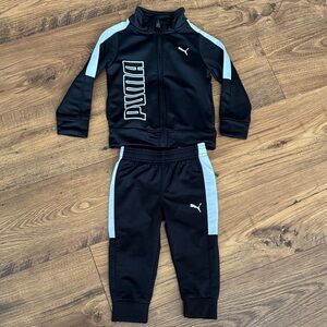 Puma toddler black track suit, jacket and pants, size 18 months